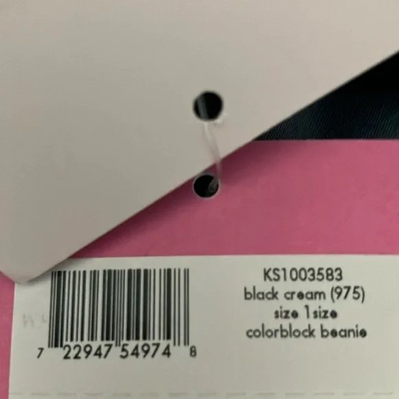 Kate Spade: NWT Black & White Knit Colorblock Beanie- Hat- 100% Wool- One Size